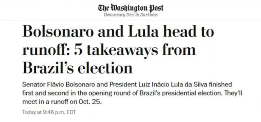 Imprensa internacional destaca votação de Flávio acima das expectativas e disputa apertada com Lula