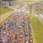 Flávio reúne apoiadores em motocarreata em Natal; veja vídeo
