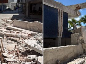 Trabalhador fica ferido após desabamento de marquise na Avenida Tancredo Neves