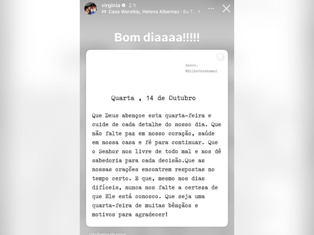 Virginia Fonseca publica reflexão após unfollow em Vini Jr. Após deixar de seguir Vini Jr., Virginia posta reflexão: “Dias difíceis”