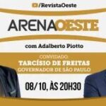 Arena Oeste com Adalberto Piotto de 8/10/2026: conversa com Tarcísio de Freitas