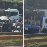 Carreta sem freios provoca engavetamento com 20 veículos na BR-040, em MG
