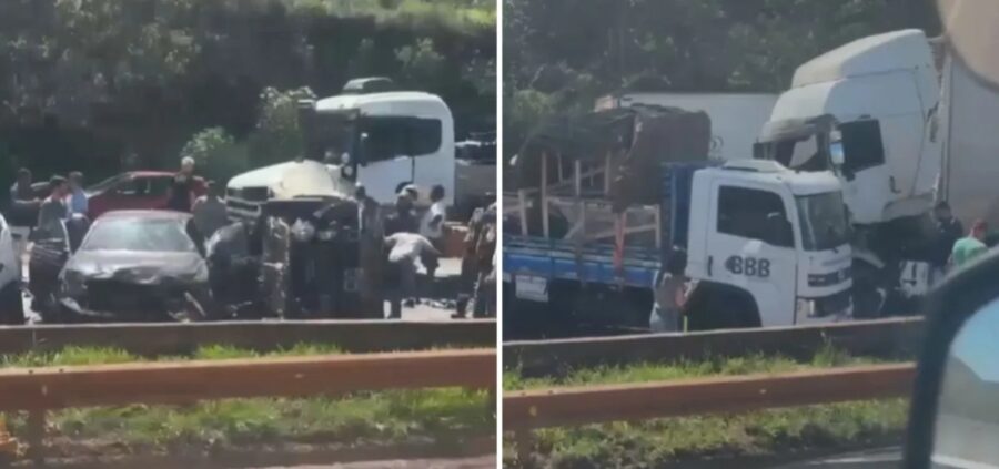 Carreta sem freios provoca engavetamento com 20 veículos na BR-040, em MG